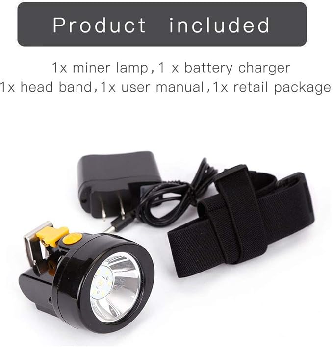 Rechargeable LED Mining Headlamp, Waterproof Explosion-Proof Miner Cap Light, High Power Helmet Headlamp for Coal Mining, Coon Hunting, Night Work, Hiking, Caving, Outdoor Adventure