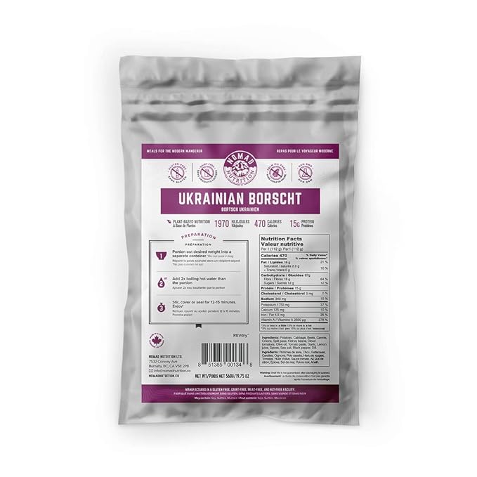 Nomad Nutrition ??Ukrainian Borscht | High Energy, All Natural Ingredients | Plant-Based & Non-GMO | Just Add Boiling Hot Water| 560g / 19.75oz (Pack of 1)