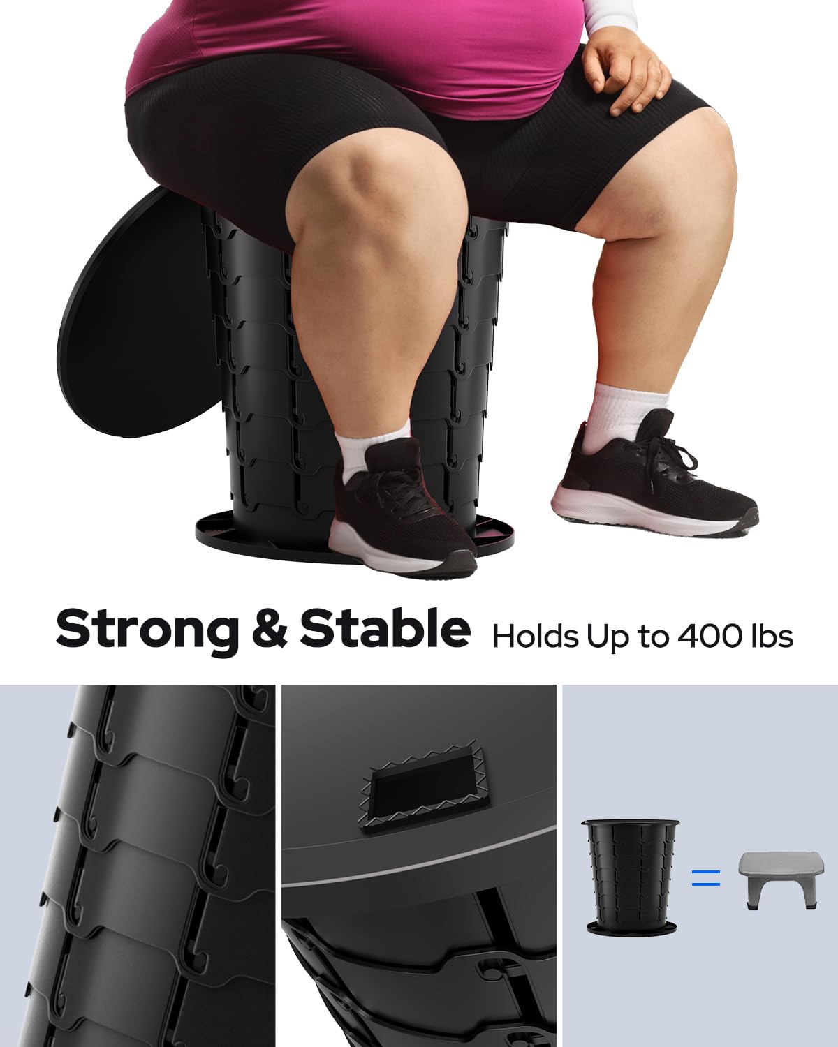 LuckyNov Height Adjustable Portable Folding Toilet for Camping, Adults & Kids, 400 lbs Capacity |