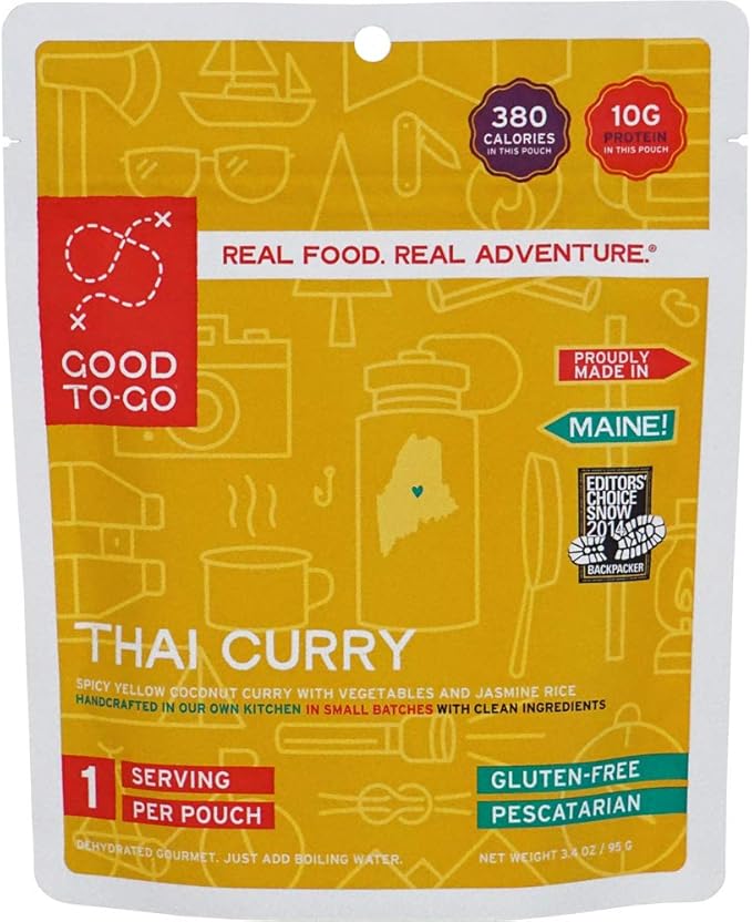 GOOD TO-GO Thai Curry | Camping & Backpacking Food | Just Add Water Backpacking Meals | Good To-Go Dehydrated Meals Taste Better Than Freeze Dried Food