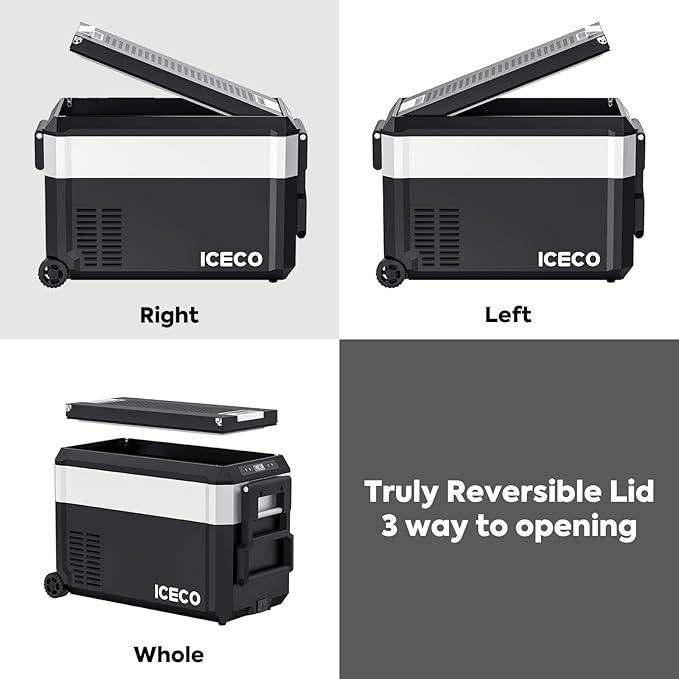 ICECO JP40 Pro 12 Volt Car Refrigerator, Portable Fridge Freezer for Camping, Car Fridge Powered by SECOP, 12V refrigerator for Car & Home, DC 12/24V, AC 110/240V, Multi-directional Lid