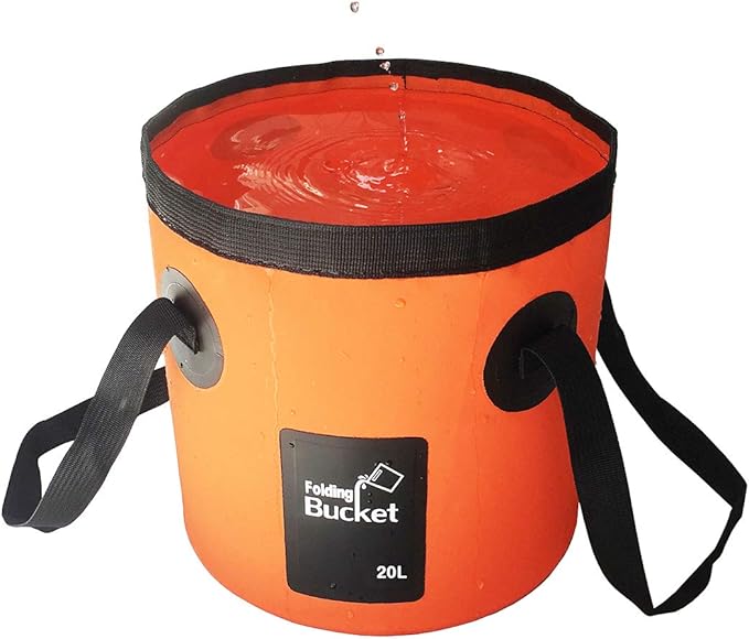 Sunglow Collapsible 5 Gallon Multifunctional Portable Fishing Bucket - Wash Basin Folding Bucket - Water Container for Fishing, Camping, Gardening (20L/5 Gallon (Orange))