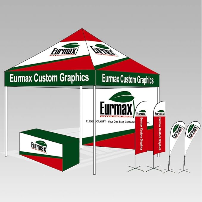 Eurmax USA 10'x10' Pop-up Canopy Tent Commercial Instant Canopies with 4 Removable Zipper End Side Walls and Roller Bag, Bonus 4 SandBags(Orange)