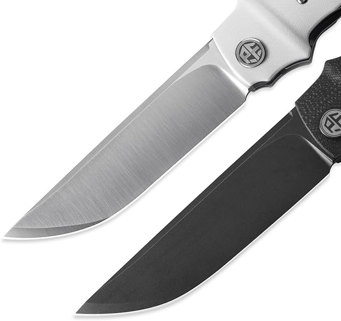 Petrified fish PFB04 Tena Folding Knife, 3.82" D2 Steel Satin Blade G10 Handle Pocket Folding knife for EDC Camping Outdoor (White Satin)