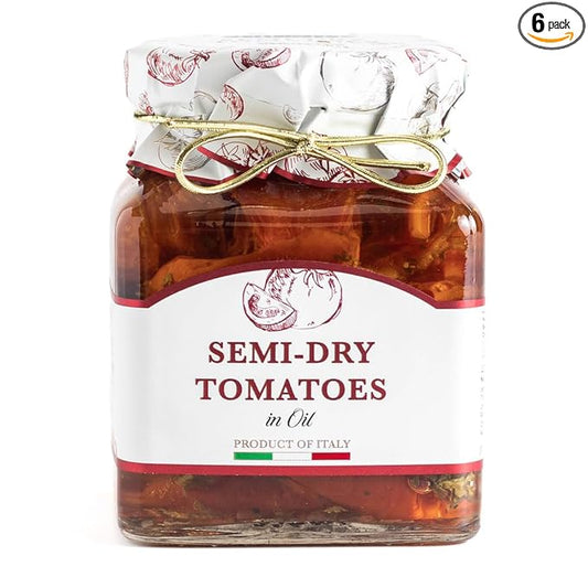 Giusto Sapore Antipasto, Semi-Dry Tomatoes in Oil - Non GMO Italian Premium Gourmet Brand - Imported from Italy and Family Owned - 10.23oz - 6 Pack
