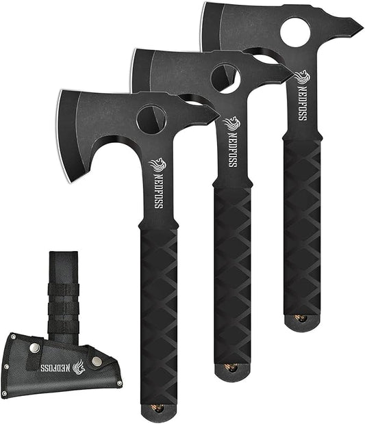NedFoss Throwing Axe Set, 10.2'' Full Tang Throwing Hatchet with Sheath, Updated TPR Rubber Wrapped Handle, Perfect for Competition and Recreation