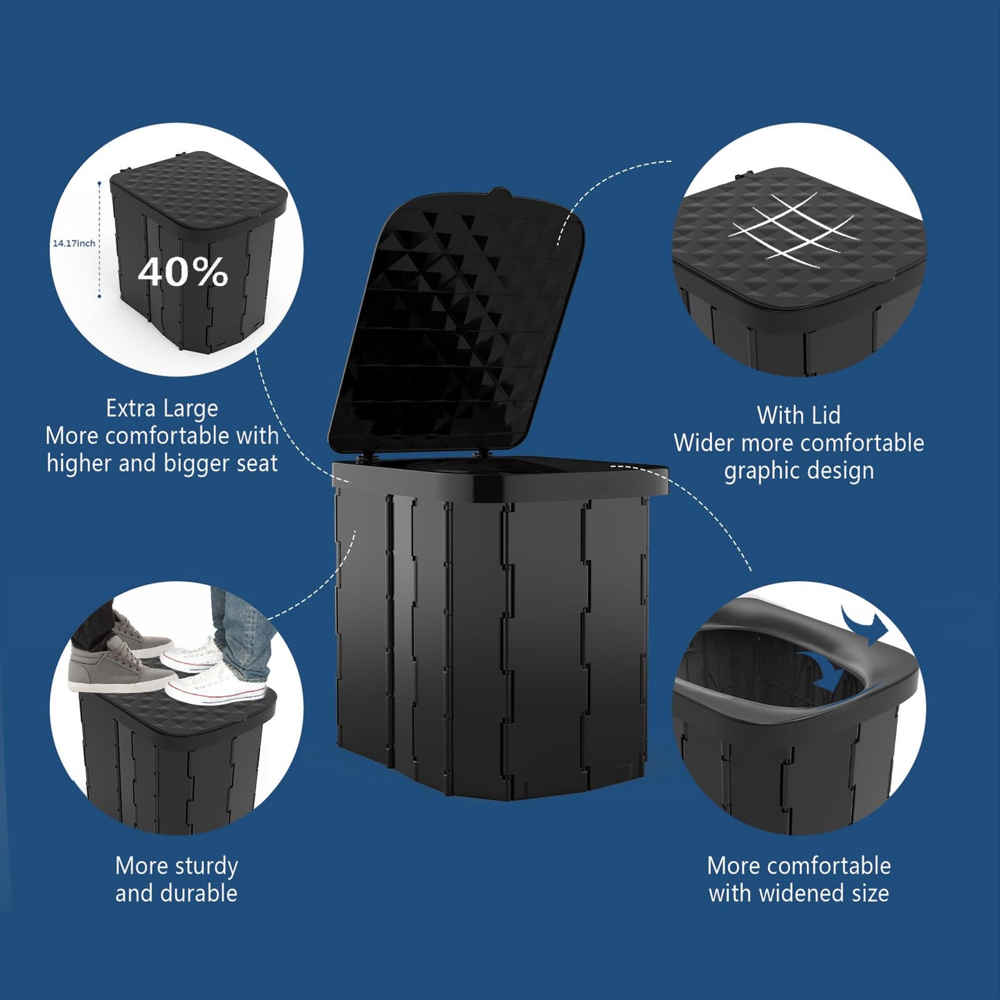 Hapoon XL Portable Folding Camping Toilet For Adults & Kids, Lightweight