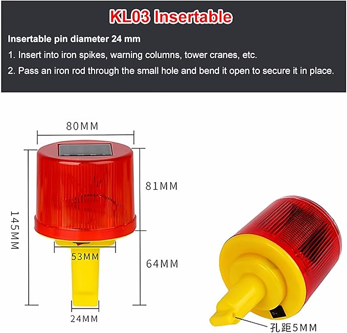 Solar Strobe Warning Light: Single Column Super Bright CHKL Waterproof IP54 for Construction Traffic Dock Marine Light Control Flashing（6Pcs）