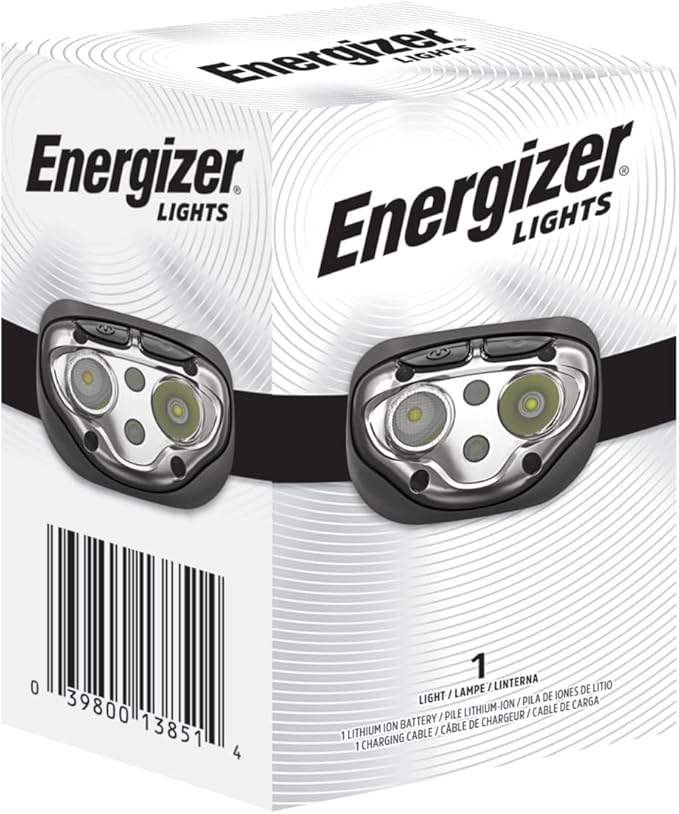 Energizer Rechargeable LED Headlamp Pro400, IPX4 Water Resistant, High-Powered Bright LED, Multiple Light Modes, Best Headlight for Camping, Running, Outdoors, Emergency Light, USB Included