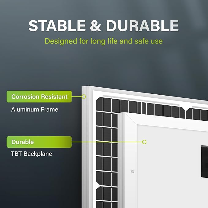 Newpowa 10BB 35W 12V Solar Panel High-Efficiency Monocrystalline PV Module Designed for Off Grid System, Charge Your Battery of RV, Boat, Camper, Trailer, Gate Opener