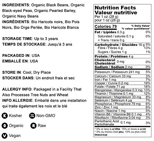 Food to Live Organic Black Bean Soup Mix, 1 Pound - Contains Non-GMO Black Beans, Black-eyed Peas, Pearled Barley, and Navy Beans, Vegan, Bulk, Good Source of Dietary Fiber, Protein, Copper