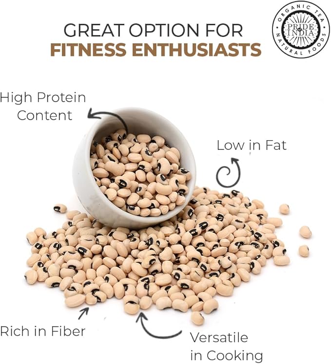 Pride Of India - Indian Whole Black Eyed Peas - Protein & Fiber Rich Lobiya, 3.0 Pound Jar