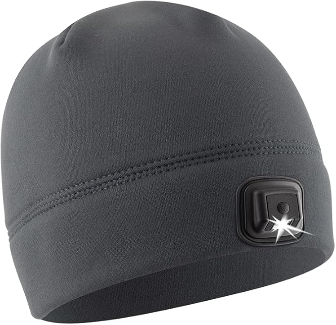 POWERCAP LED Hat Light 150 Lumens Rechargeable Fleece Beanie with Bright Built-in Headlamp Waterproof LED Warm One Size Cap (US, Alpha, One Size, Gray 3.0)
