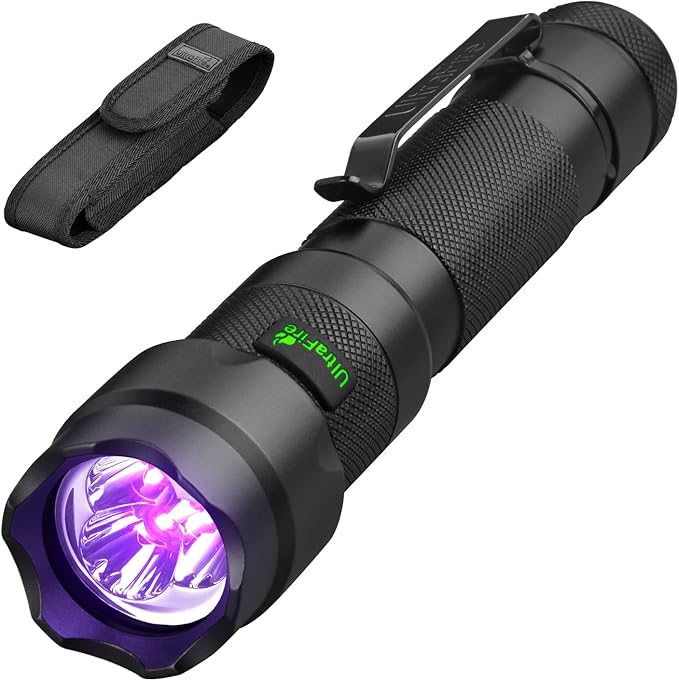 ULTRAFIRE 395nm UV Flashlight Rechargeable - 15W High Power Ultraviolet Blacklight for Pet Urine Detection,Resin Curing,Minerals,Blood Trail Tracking 502UVN PRO