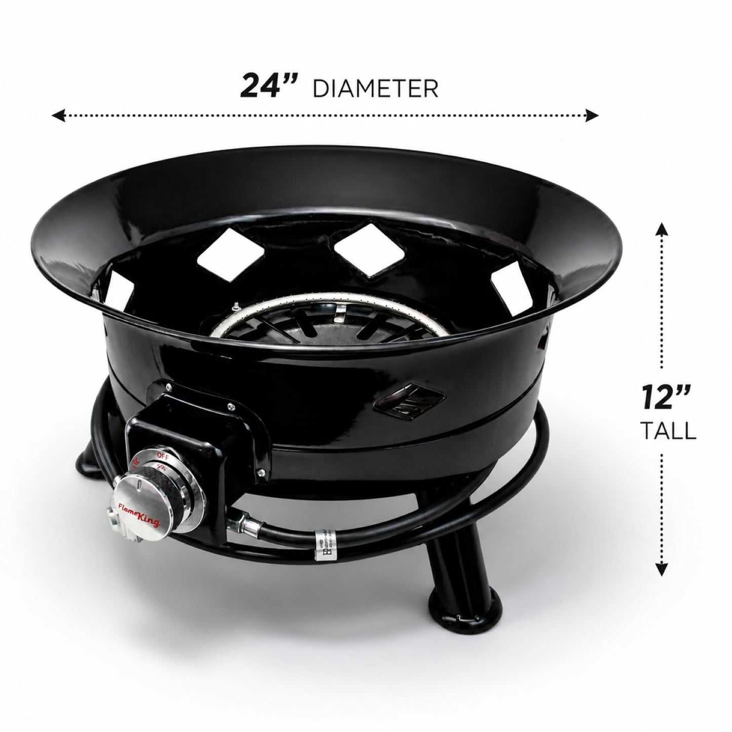 Flame King Smokeless Propane Fire Pit, 24-inch Portable Firebowl, 58K BTU with Self Igniter, Cover