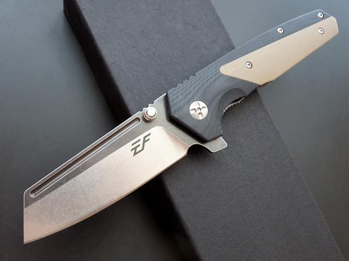 Eafengrow EF68 Folding Knife D2 Blade and G10 Handle with Clip Ball Bearing Pivot Pocket Knife Everyday Carry EDC Tool for Outdoor Rescue Survival (desert)