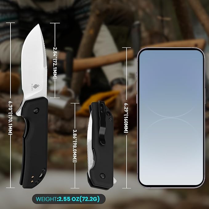 Kizer Nice Guy Pocket Folding Knife, 2.84" Nitro V Blade, Lightweight Sharp Camping and Hiking Knife, Tough Aluminium Handle, Liner Lock Flipper Knives V3011A2