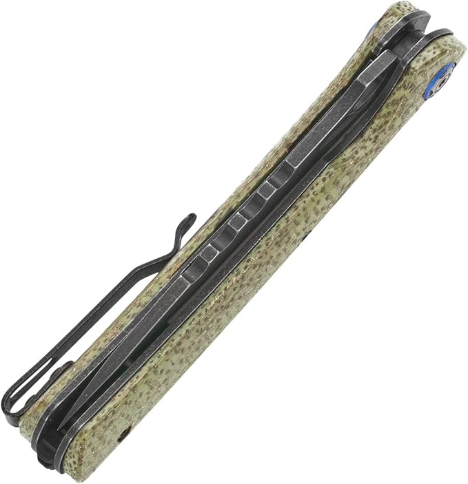 Sitivien ST145 Folding Pocket Knife,Black Stonewashed 14C28N Steel Blade,Micarta Handle EDC Tool Knife for Outdoor Survival,Camping,Hiking,Hunting(Green) …