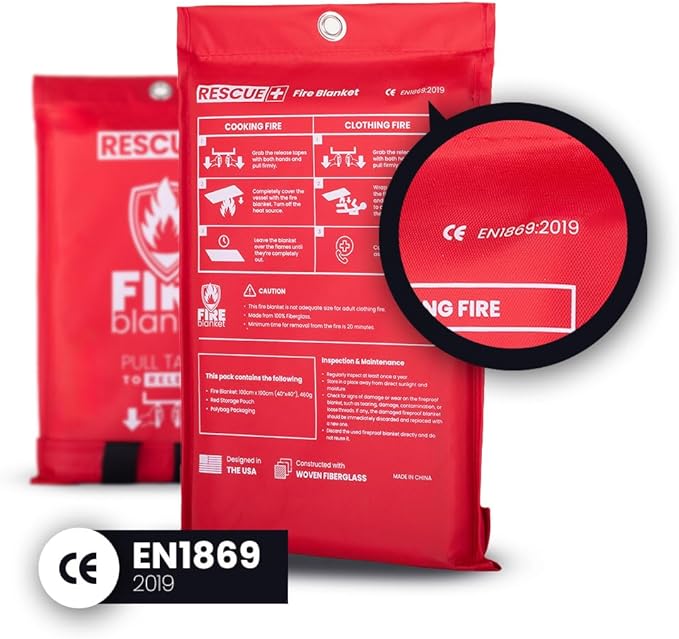 Rescue+ Emergency Fire Blankets ??6 Pack, 40??x 40??Fiberglass Flame Retardant Safety Blanket for Home, Kitchen, Workplace, Travel, Camping, and Car Emergencies