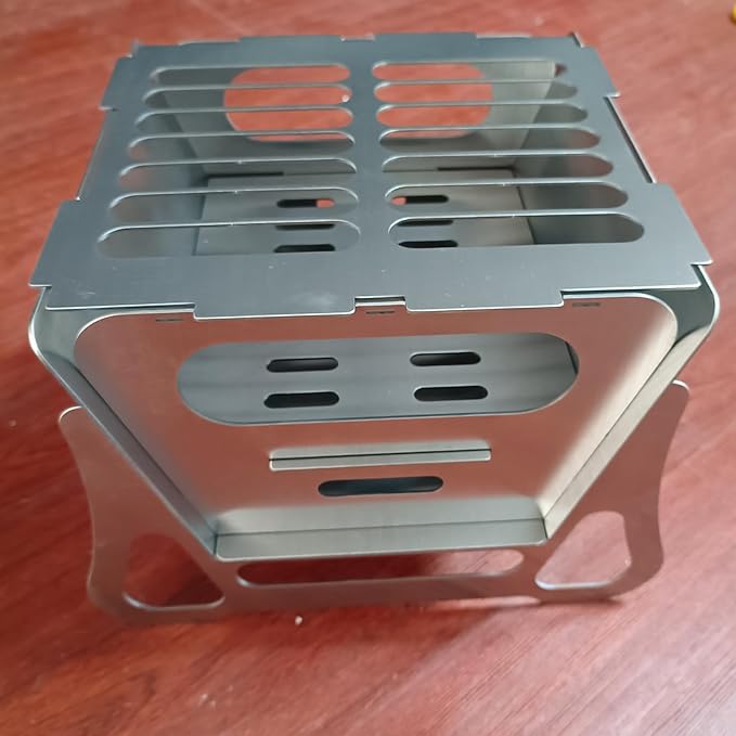 zeng Portable Stainless Steel Camping Grill ??Foldable BBQ Charcoal Grill for Outdoor Cooking, Camping, Picnics (7.87"x8.66"x7.68", 5 lbs)