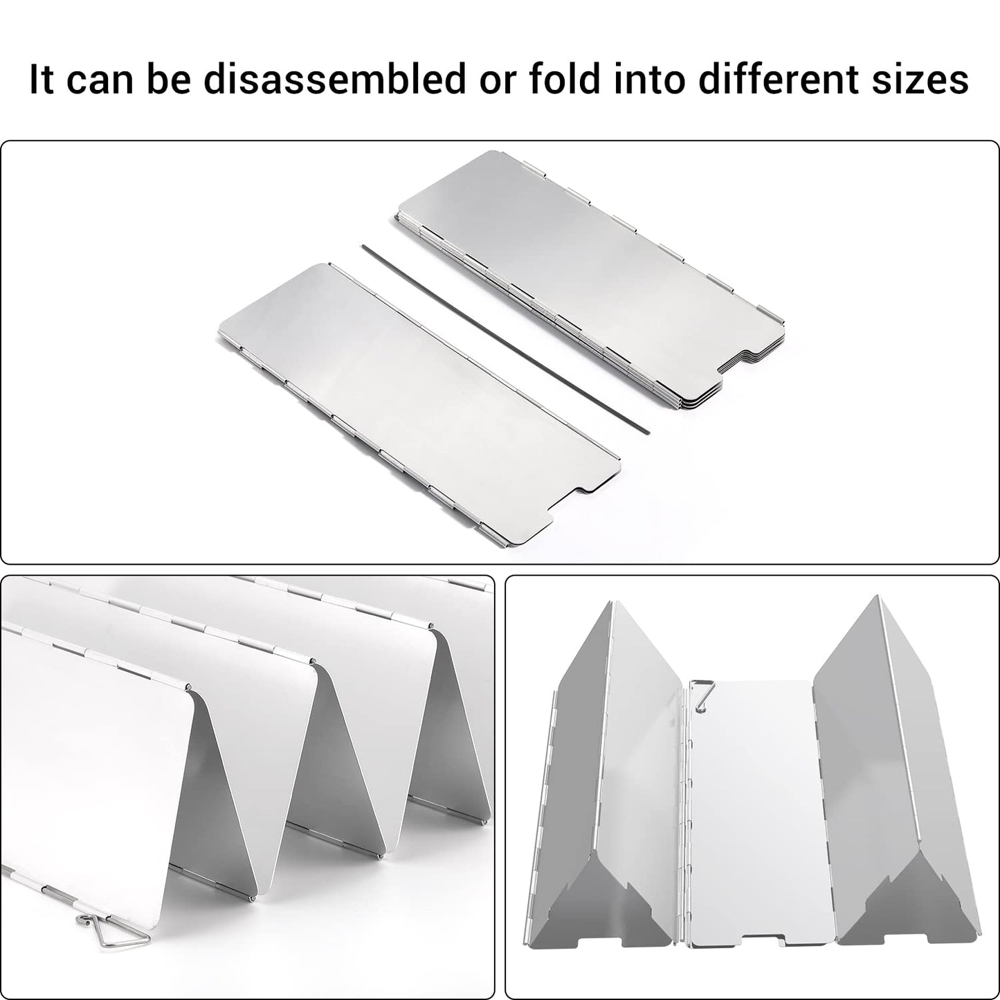 Ohuhu Camp Stove Windscreen 12 Plates Aluminum Folding Portable Camping Stove Windshield Cooker