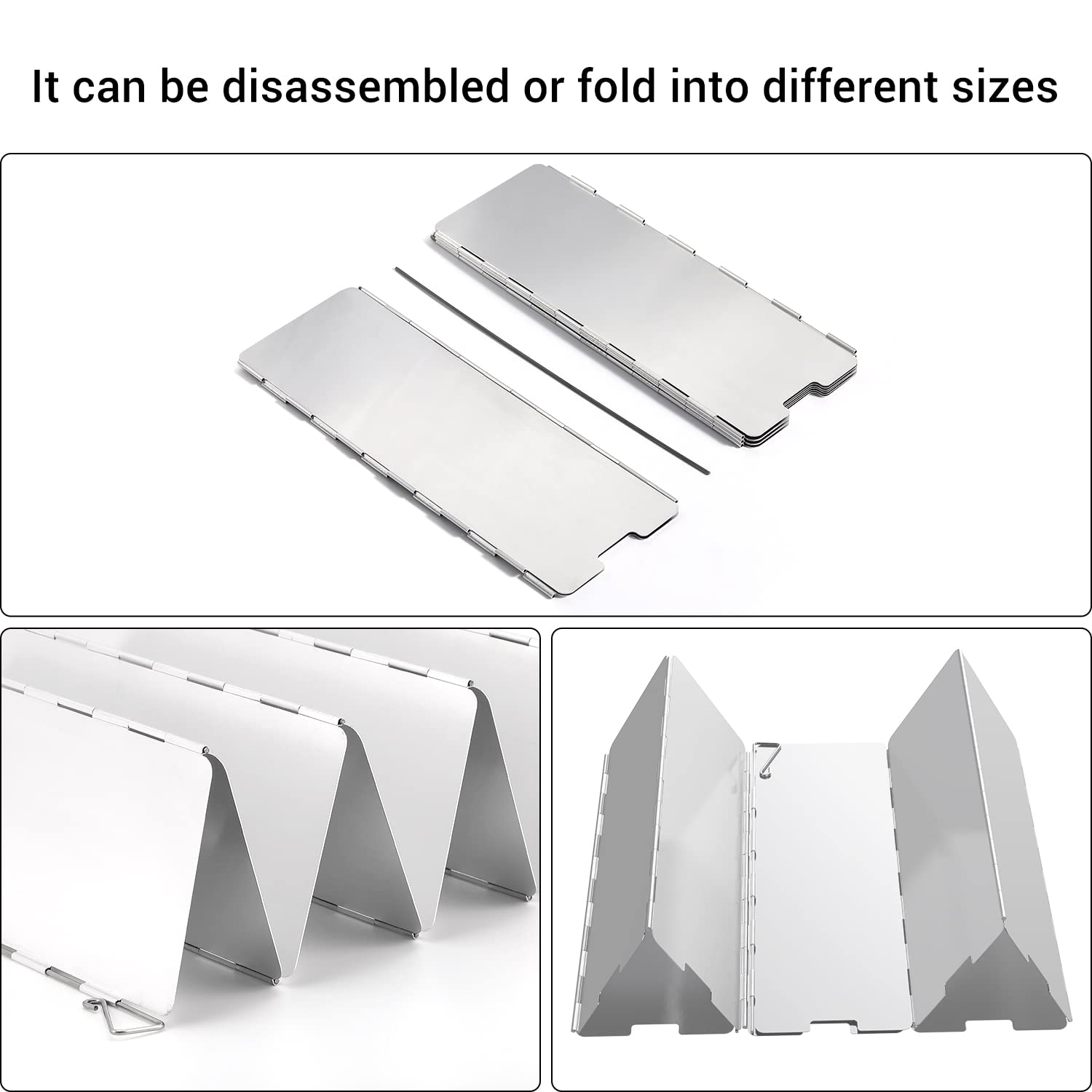 Ohuhu Camp Stove Windscreen 12 Plates Aluminum Folding Portable Camping Stove Windshield Cooker