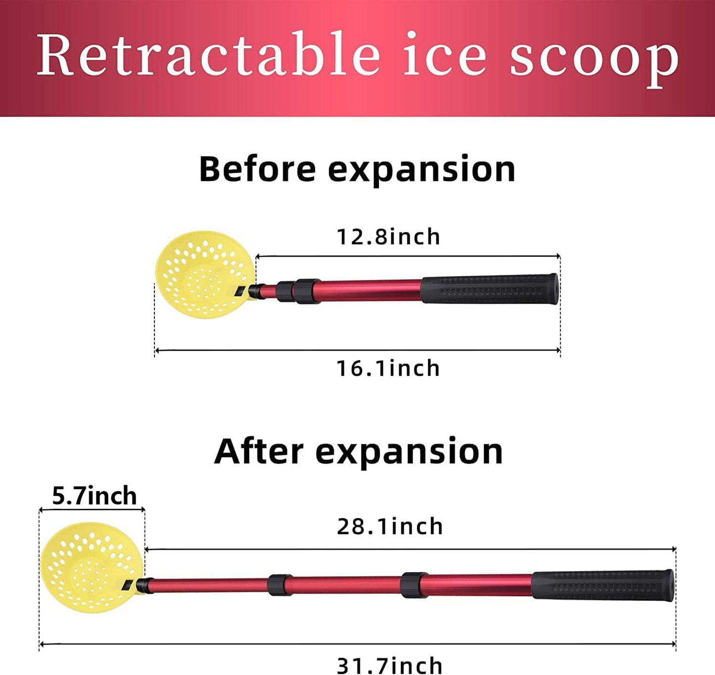DECOHS Adjustable Ice Fishing Skimmer Scoop-Winter Ice Fishing Scooper with Long Handle-Ice Fishing