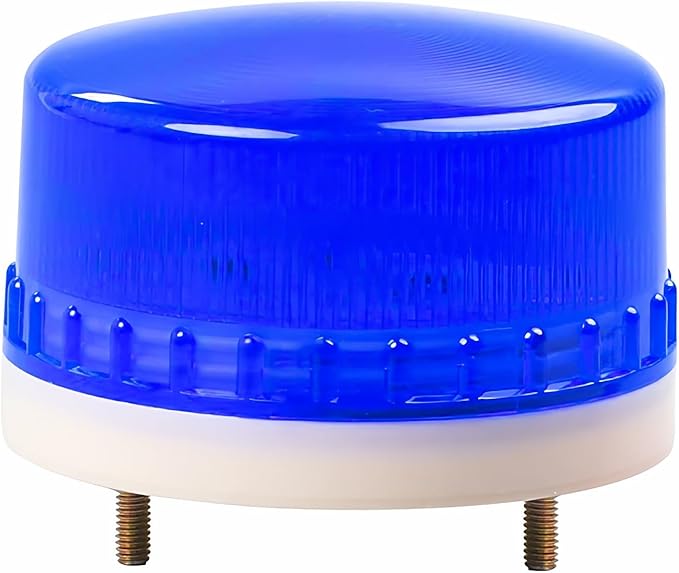 LTE-5061J LED Strobe Warning Light with Buzzer, 24V Screw Mount Beacon Alarm Lamp for Factory Equipment, Warehouse Safety, Construction Machinery, Waterproof, Blue (Flashing + Sound)