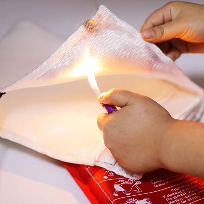 Aksipo Fire Blanket Fiberglass Fire Emergency Suppression Flame Retardant Blanket Emergency Survival Safety Cover for Kitchen Home House Car Office Warehouse, 2 Pack (39.3X 39.3 inch)