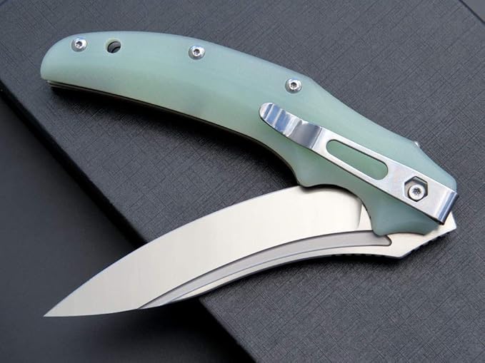 Eafengrow EF951 Folding Knife,D2 Blade and G10 Handle with Liner Lock Ball Bearing Pocket Knife EDC Tool for Outdoor Camping Survival(Jade)