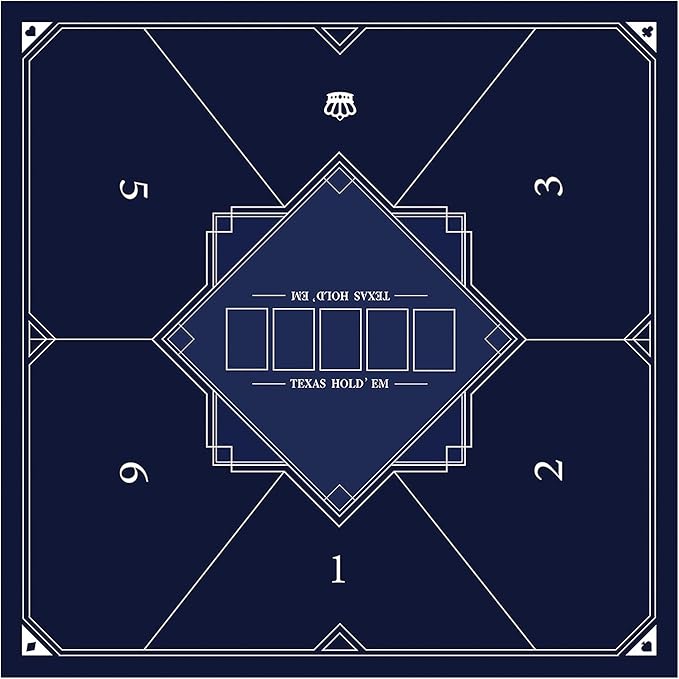 nuveti 24/31/39/47/55/63 inch Square Foldable 6-Player Texas Poker Card Tabletop Layout Portable Anti-Slip Rubber Board Game Mat Texas Hold'em Poker Mat for Family Game, Casino, Party