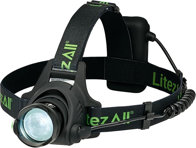 LitezAll LED Headlamp Work Light, 800 Lumen Adjustable Battery Powered Head lamp with 3 Modes, Weather Resistant Head Lamps Flashlight for Camping, Running, Hiking, Hard Hats ??Batteries Included