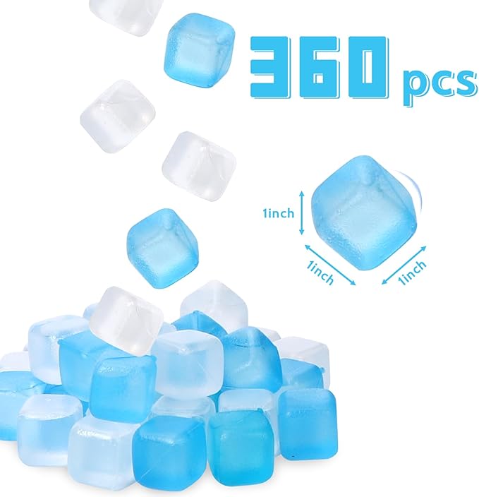 360 Pack Reusable Ice Cubes Refreezable Plastic Ice Cubes Without Diluting Large Pack Ice Cube Frozen BPA Free for Bars Party Ice Bath Camping Fishing