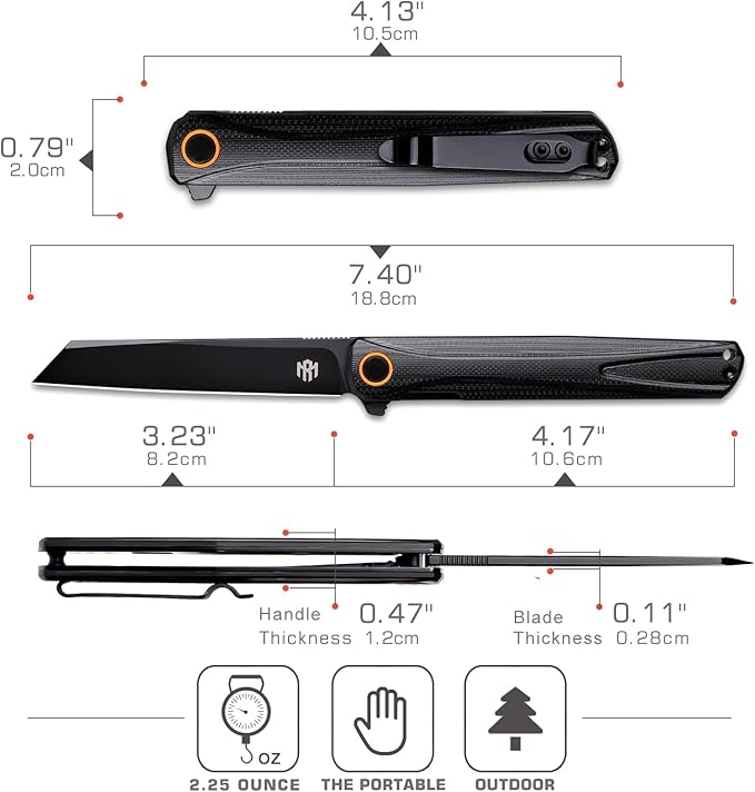 EDC Pocket Knife Canyon, 3.2" D2 Steel Tanto Blade Flip Open,G10 Handle Small Folding Knife with Pocket Clip for Men Women, Sharp Camping Hiking Knives