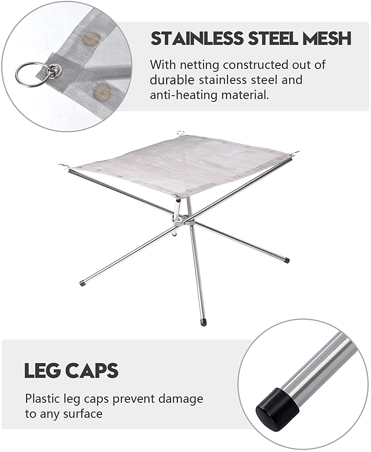 Portable Outdoor Fire Pit 22 Inch - New Upgraded Camping Fire Pit Collapsible Foldable Mesh Fire