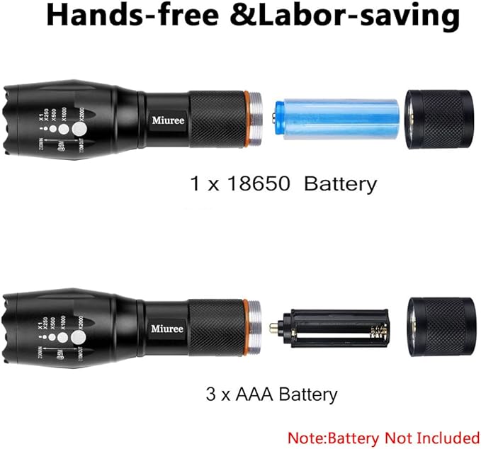 4 Pack Military Grade Tactical LED 2000 Lumen 5 Modes Zoomable Flashlight Torch for Camping, Emergency, Hurricane, Hiking