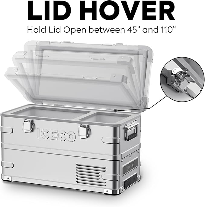 ICECO APL35 Dual Zone 12V Refrigerator, 35 Liters Light Duty Aluminum Portable Fridge, SECOP Nano Compressor, DC 12/24V, AC 110-240V, -4℉~68℉, for Outdoor, RV, Camping, Car Use (APL35+DC Cable)
