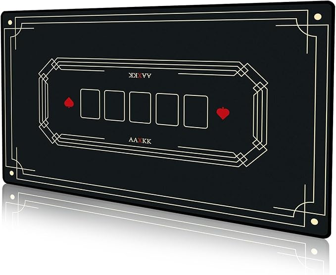 47 x 27 Inch 4-6 Person Small Black Texas Hold'em Poker Mat Portable Poker Table Tops Cards Game Mat Pad Topper Waterproof, Easily Clean & Glide Over, Anti-Slip, Odorless