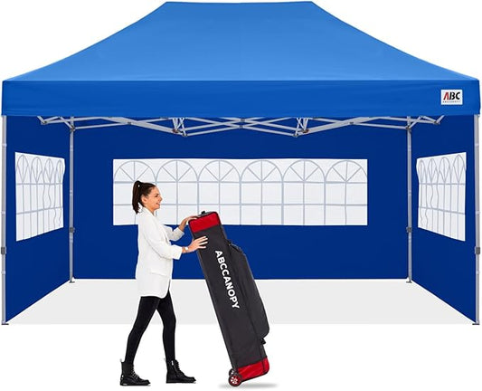 ABCCANOPY Outdoor Winter Gazebo 10x15, Premium Instant Pop Up Canopy Tent with Elegant Church Window,Snow and Rain Protection, Bonus Wheeled Bag,Royal Blue