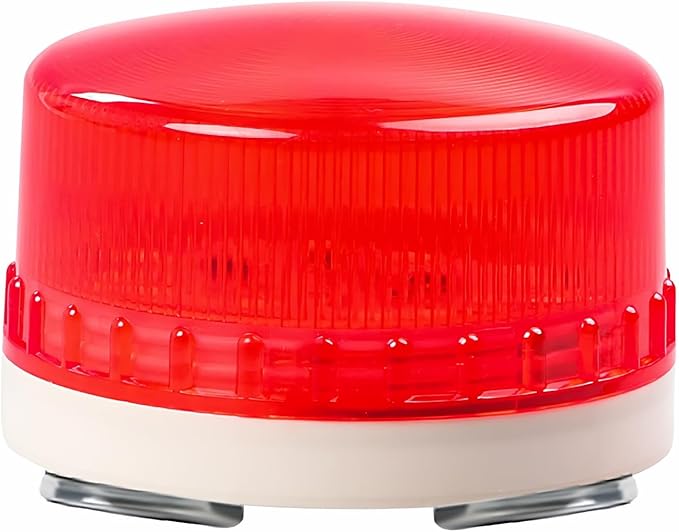 LTE-5061J LED Strobe Warning Light with Buzzer, 12V Magnetic Mount Flashing Beacon Alarm Lamp for Factory Equipment, Warehouse Safety, Construction Machinery, Waterproof, Red (Flashing + Sound)