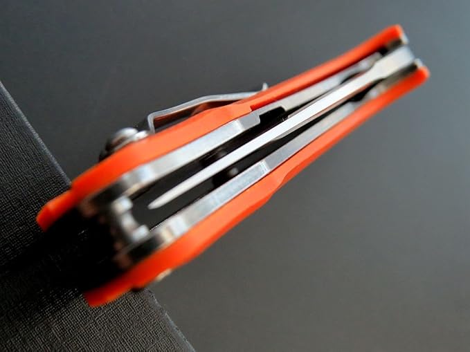 Eafengrow EF223 Folding Knife D2 Blade with G10 Handle Multi EDC Pocket Knife for Outdoor Camping Hiking Survival (orange)