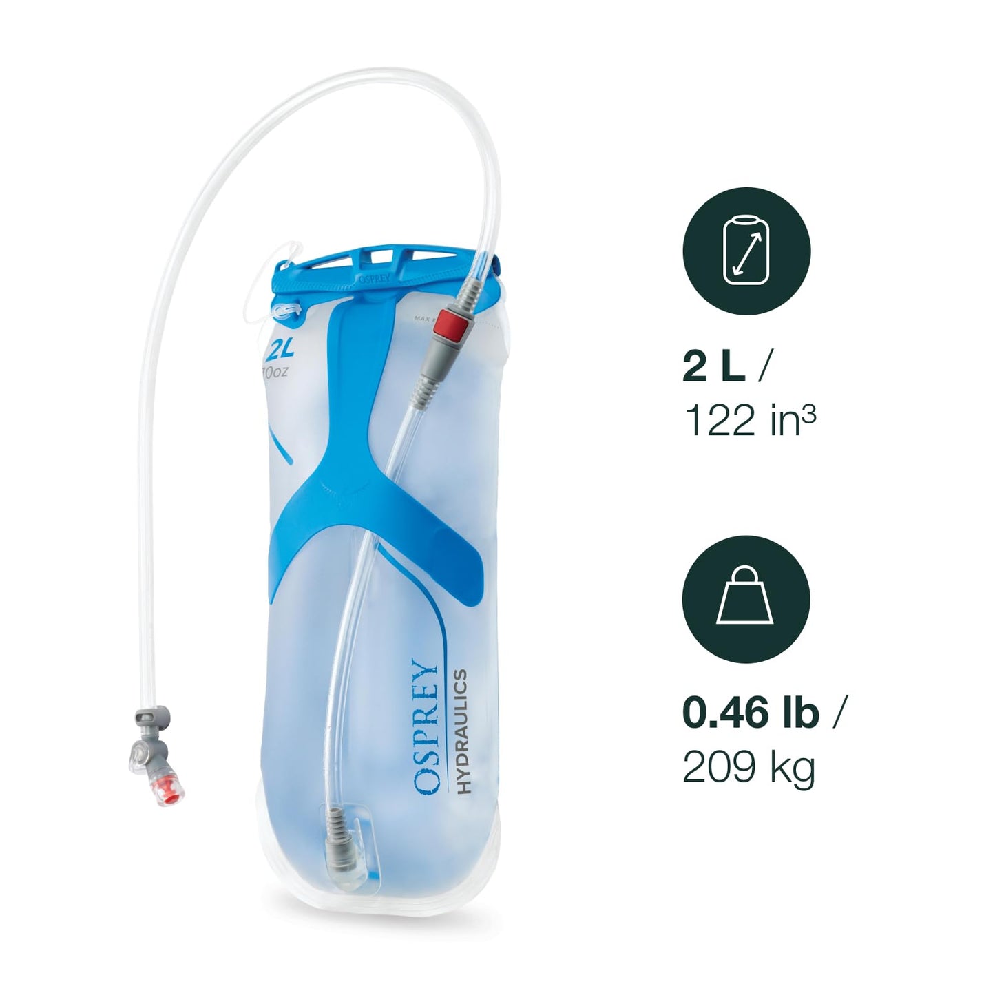 Osprey Hydraulics 2L Backpack Water Reservoir with Bite Valve - BPA-Free, Leakproof Hydration