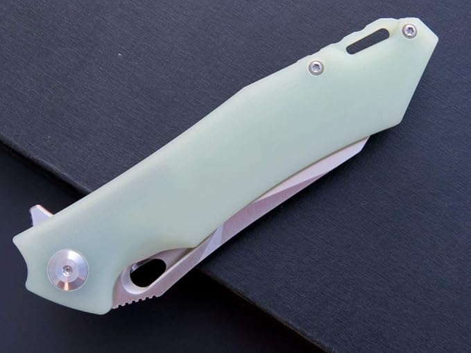 Eafengrow EF934 Pocket Knife D2 Steel Blade Folding Knife G10 Handle Liner Lock Camping Survival Tool Knives for Outdoor Camping Survival Hiking(jade)