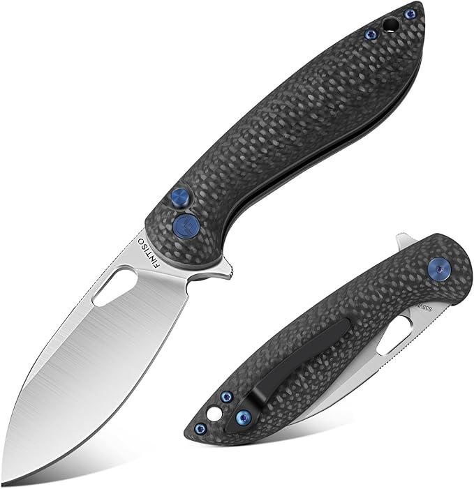 Pocket Knife, 3.1" Unique S35VN Blade Folding Knife with Button Lock, EDC Knife with Carbon Fiber Handle for Camping, Survival, Best Gift for Men Women-COBRA series