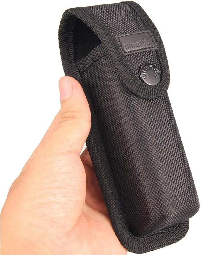 ULTRAFIRE Tactical Flashlight with Holster, 1000 Lumens Single Mode LED Flashlight with Duty Belt Holster, Bright Small EDC Flashlight with Flashlight Carry Case Pouch, WF-502B (Battery Not Included)