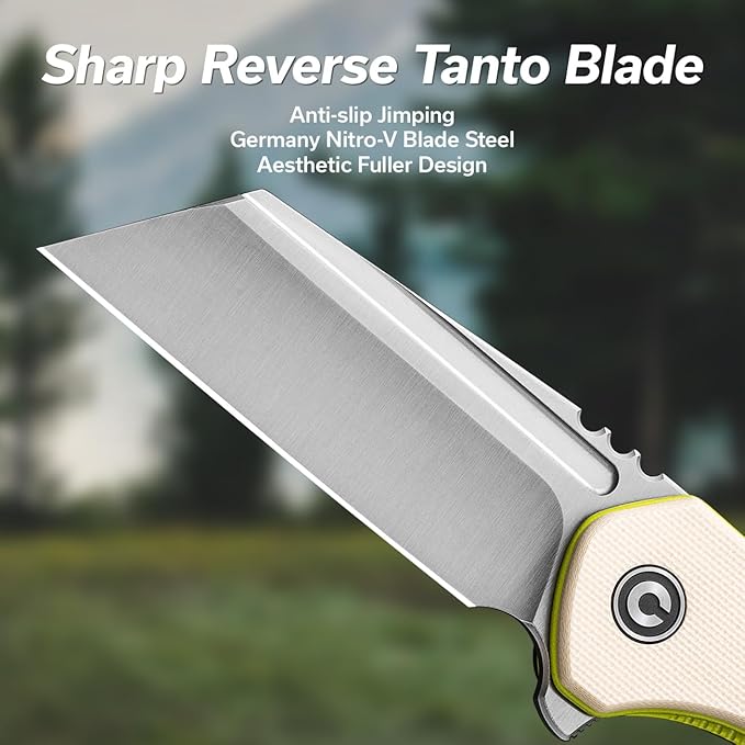 CIVIVI Pocket Knife for Men, ExOne Folding Knife with Flipper, 2.94" Nitro-V Reverse Tanto Blade G10 Handle for Perfect EDC Gift C23036-2