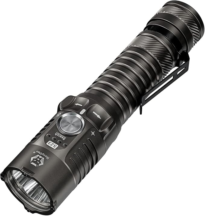 RovyVon S23 Flashlight Super Bright 4000 Lumen,Long Lasting Rechargeable Searchlight with Simple Mechanical Rotary Switch,Magnetic Work Flashlights IPX8 Waterproof for Home,Hunting,Searching,Rescue