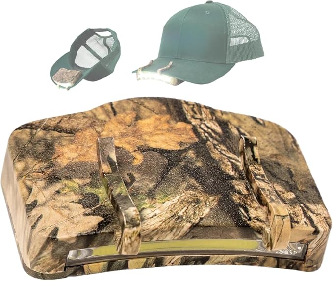Night Vision Cap Light ?“Compact, Clip-On Hat Flashlight Powered by AAA | Dual LED Modes for Camping & Hunting | Lightweight Hat Flashlight for Billed Hats Suitable for Outdoor use Camo