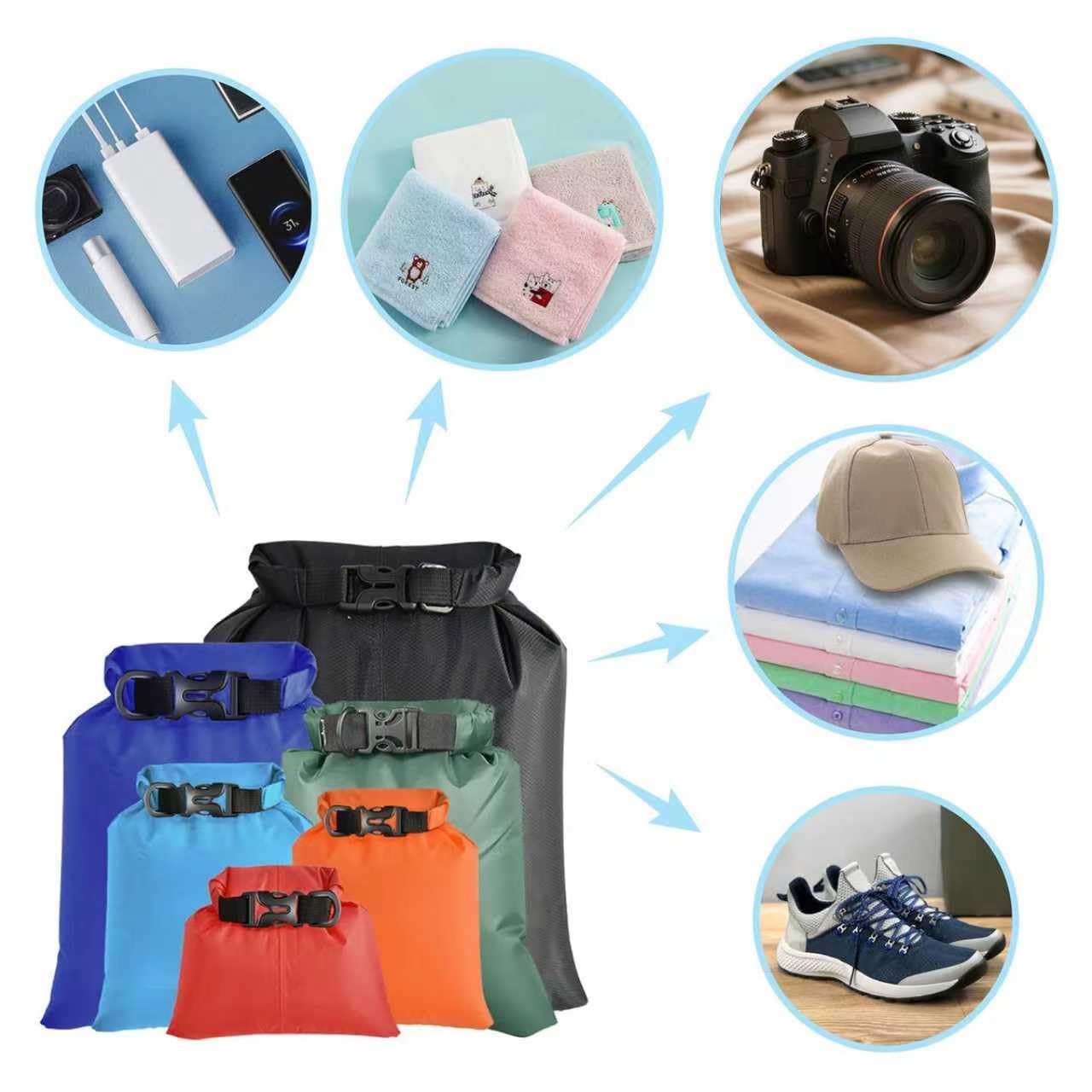 ILZAR 6PCS Dry Bags Waterproof, Lightweight Dry Bags for Kayaking Waterproof，Outdoor Waterproof Bag