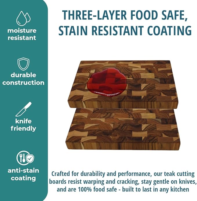 EcoDecors FSC Certified, Solid Teak Cutting Board, 10x6, Compact Reversible End Grain Wood Board for Snacks, Cheese, Garnish & Small Kitchen Prep